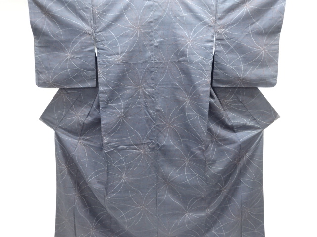 JAPANESE KIMONO / TSUMUGI / ENSEMBLE / WOVEN ABSTRACT FLOWER